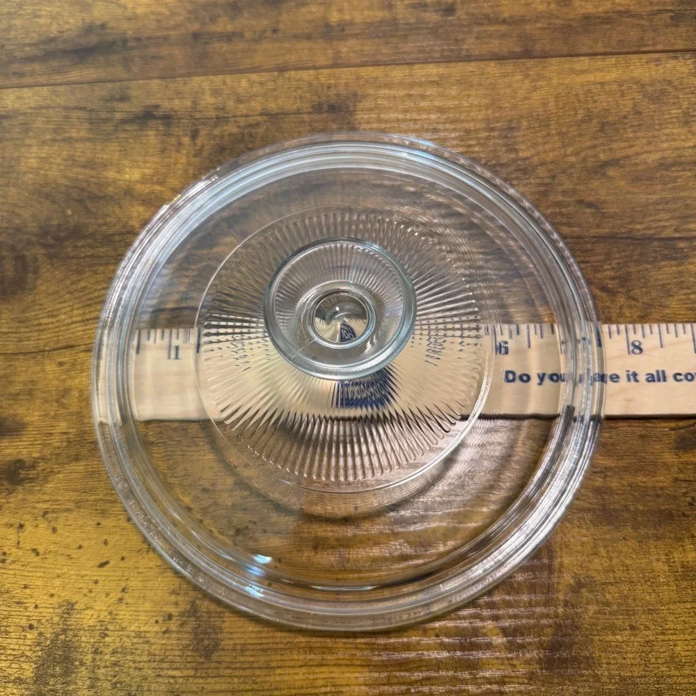 Vtg Pyrex G-5-C-A Clear Glass Ribbed Sunburst Casserole Replacement Lid 7.5 Inch